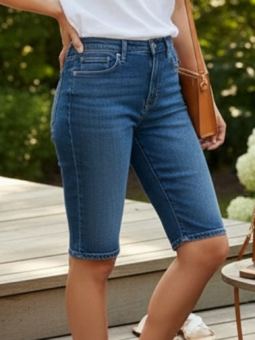 Banana Republic Classic Mid-Blue Denim Bermuda Shorts size 27/4 - Picture 2 of 9